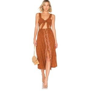 Free People Caldasi Brown/Rust Tie Front Midi